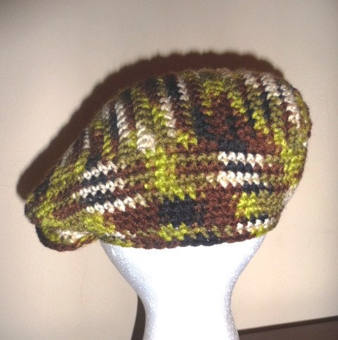 Hunter Camouflage Unisex Newsboy Crochet Ivy Cap - ready to ship