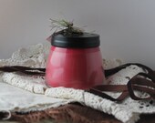 Red Hibiscus & Acai Handpoured 4oz Pure Soy Candle Jar with Black Metal Lid--Up On The Roof Farm Vermont