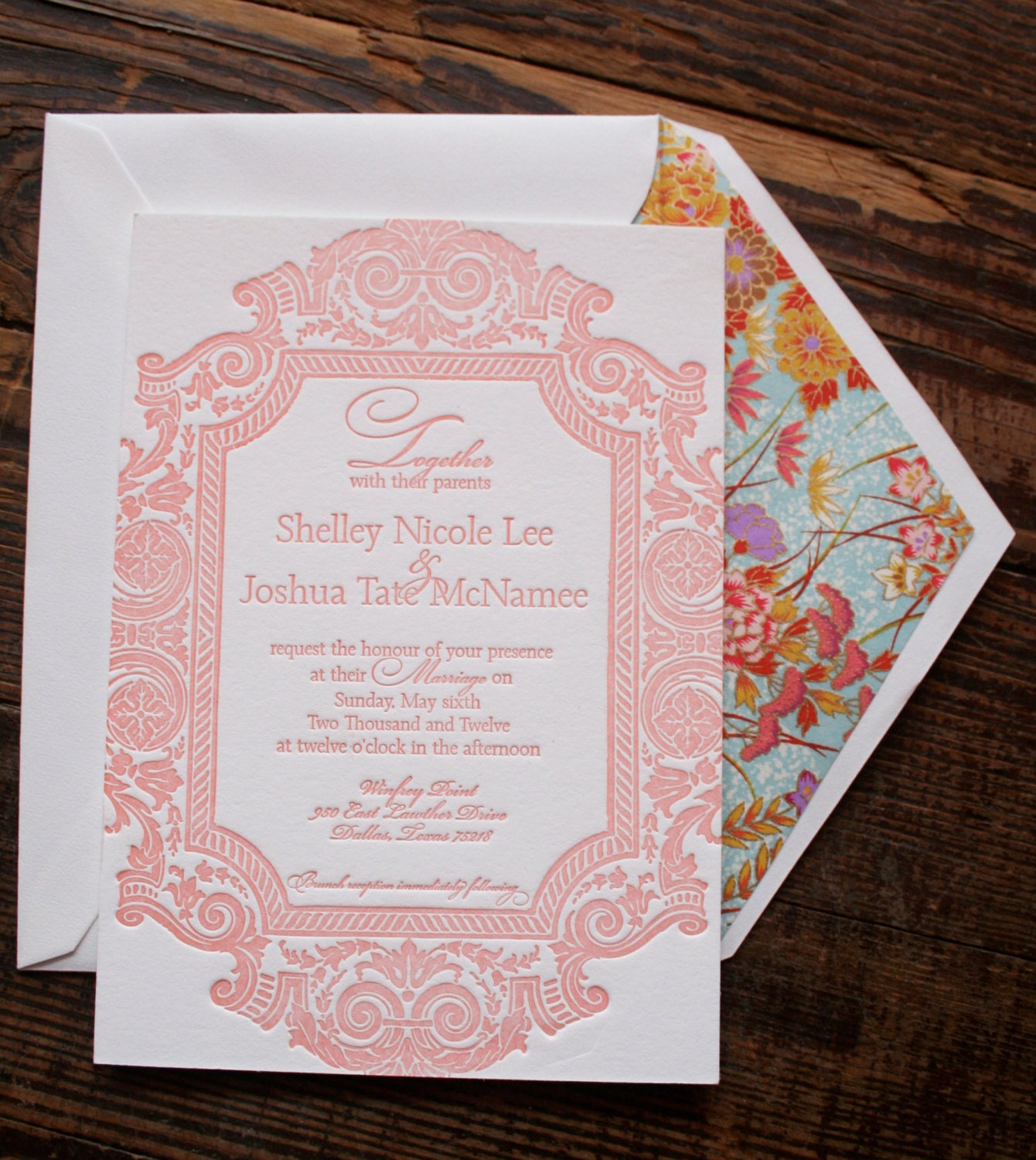 Letterpress Wedding Invitations Sample - The Shelley Wedding suite