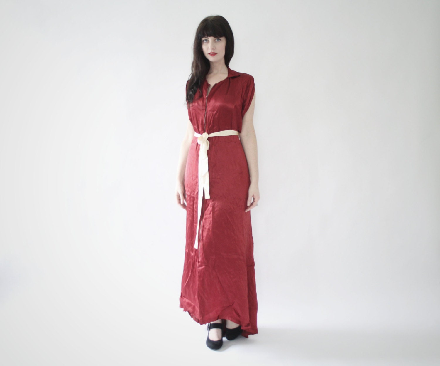 1940's Red Satin Dressing Gown