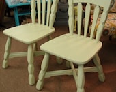 Reclaimed Vintage Celery Painted Shabby Chic Cottage Spindle Country Kitchen Dining Chair Chairs 65 each (Ships Fedex)