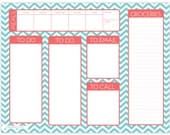 Multitasker To do List NotePad with Perforated Grocery List AQUA