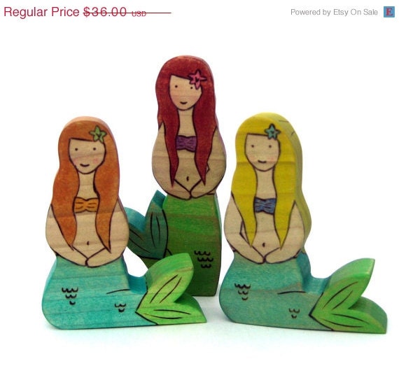 3 DAY SALE - Mermaid Set - Wood Toys - Childrens Toys - Waldorf Toys