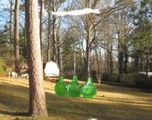 Wheatons on Willows, Vintage art glass Miniature Bottle Wind Chime / , beads and willow tangle header, bottle windchimes