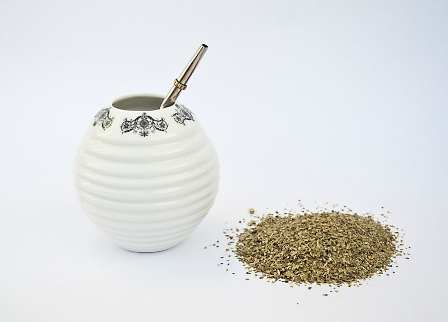 Porcelain Mug - Ceramic Yerba Mate Mug with Black Dots