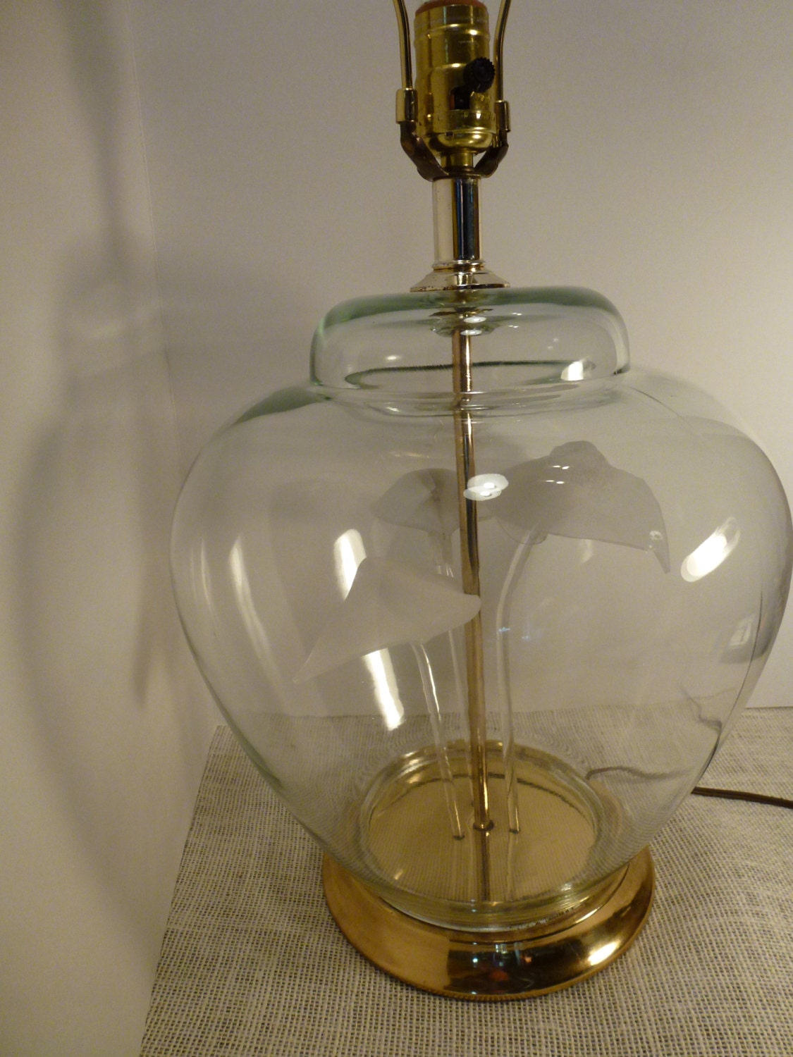 Items similar to Ginger Jar Clear Glass Lamp 1970 vintage Mod Light