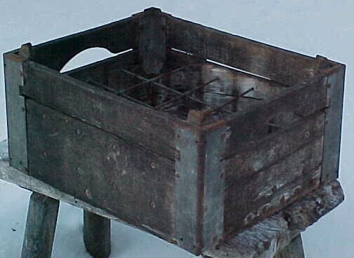 1930s Wood and Metal Milk Crate Box, Great Wine Rack, No. 4