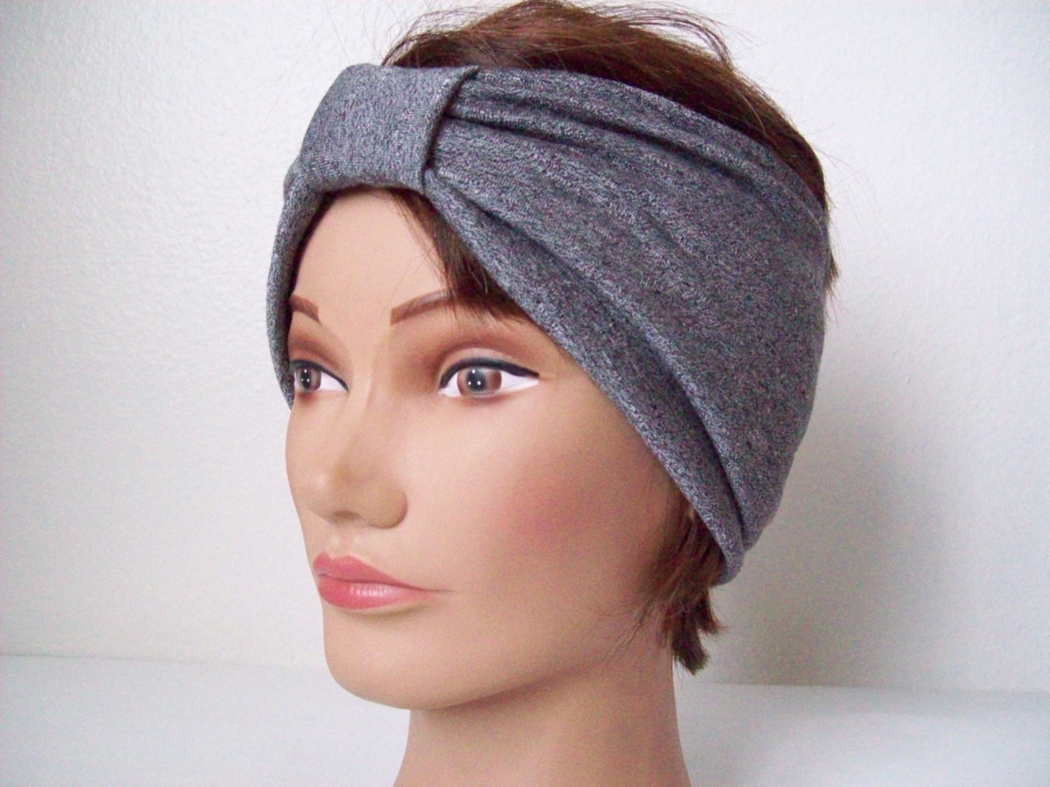 Gray Slub Jersey Turban, Headband, Knot Headband, Knot Turban, Urban Turban, Glamour