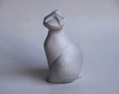Mid Century Grey Matte Cor Unum Cat Figurine  - Dutch Pottery c.70s 80s