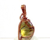 Iridescent Copper Agate Wire Wrapped Pendant