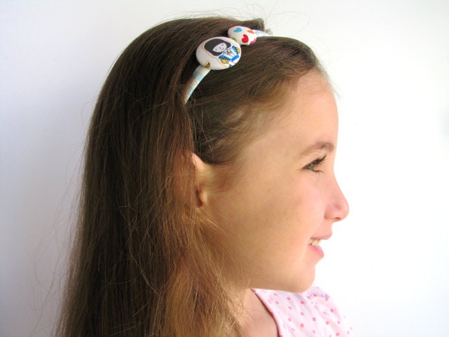 Girls headband, fabric button headband, girls hair accessory, toddler, little girl headband