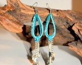 Bohemian Blue Bird Tears Tribal Dangles Up-cycled Re-purposed Jewelry