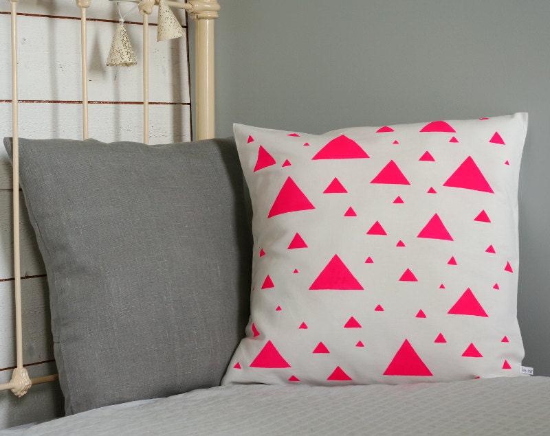 Triangle - Neon pink triangle decorative pillow cover - Mother's day