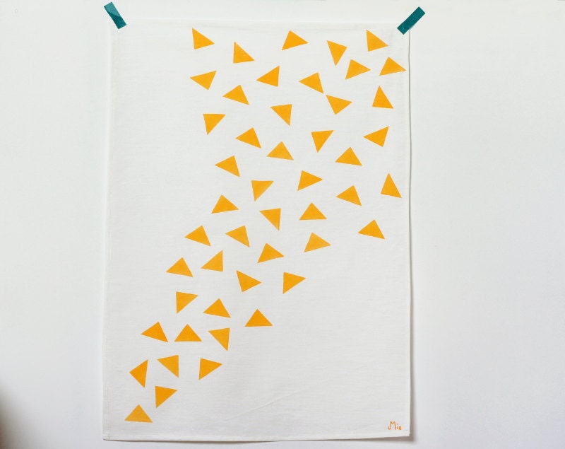 Yellow Triangles Tea Towel