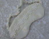 Sunshine Daisy Lace Sleep Mask // White and Lemon Yellow // Satin and Lace Daisy Applique // Retro Lingerie // Bridal