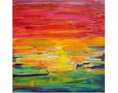 Ombre Rainbow Sunset - original acrylic painting by Precious Beast