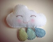 Cloud and raindrops brooch