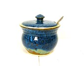 Sugar Bowl / Lidded Jar / Ready to Ship / Handmade Pottery in Blue and Brown