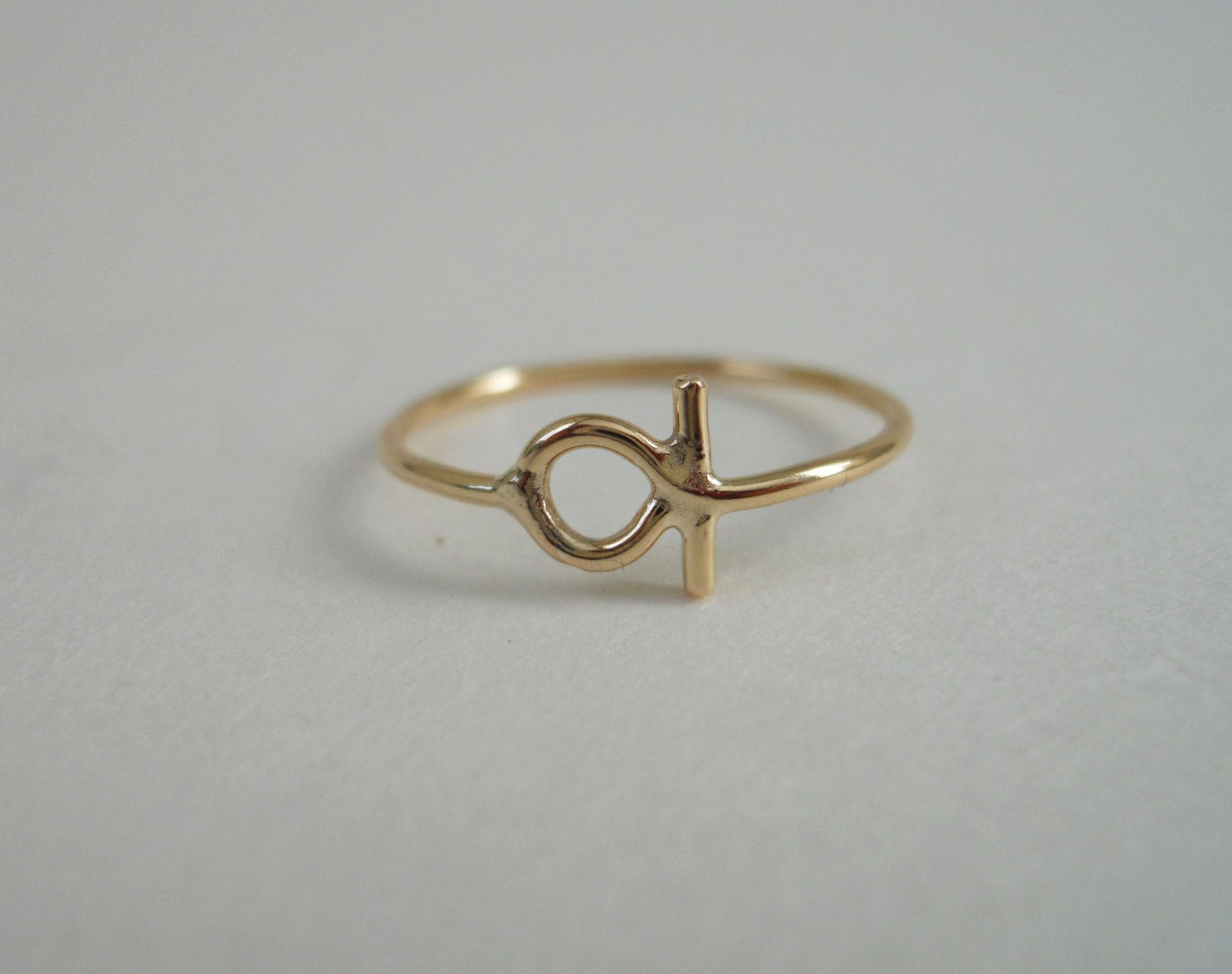 Hieroglyphics Key of Life Ankh Ring 14k Gold Filled