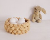 Easter crochet pattern Basket Nest PDF - easy beginner PHOTO tutorial - bubble crochet baskets recipe for any side  you prefer