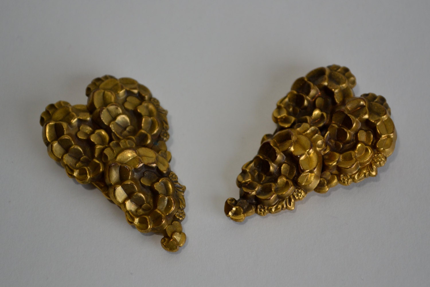 Vintage 1930s Coro Dress Clips Brass Colored Art Nouveau Revival