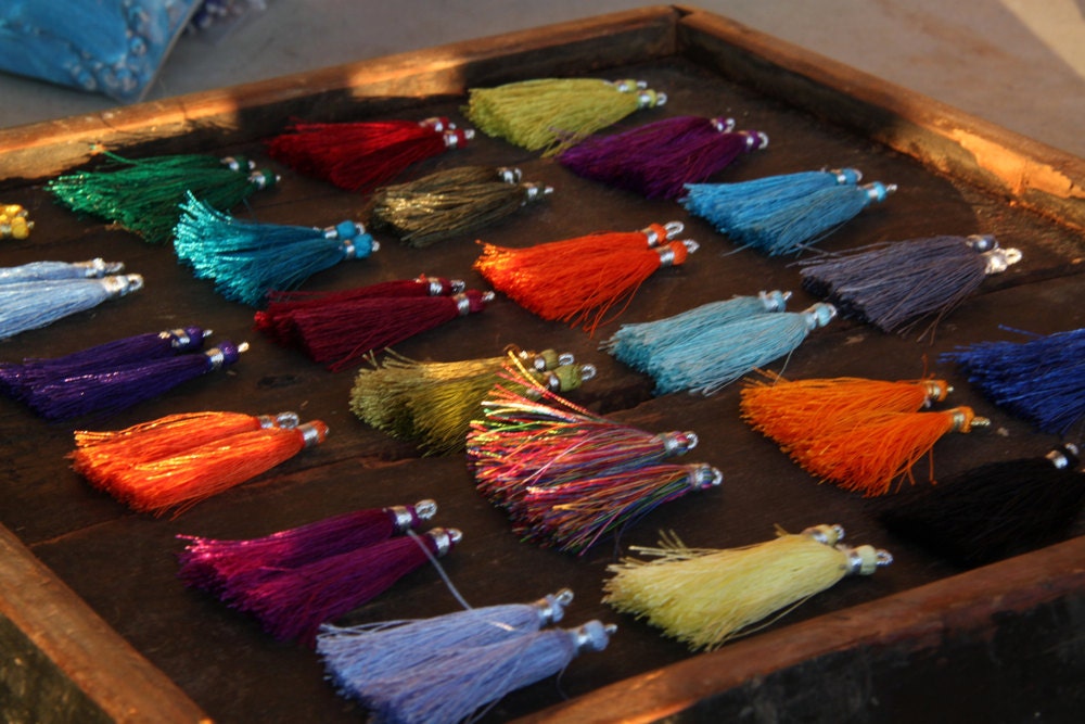 Have Your Cake & Eat it Too / Silk Tassels from India / Jewelry Making Tassels, Craft Supplies / 2" / 30 pieces, you choose