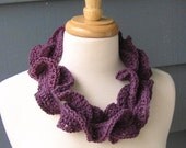 SALE - CHRISTIE - Ruffle Cowl, Neckwarmer, Scarf, Spring/Summer/Fall Fashion, Gift for Her - Mulberry (Ready to Ship)