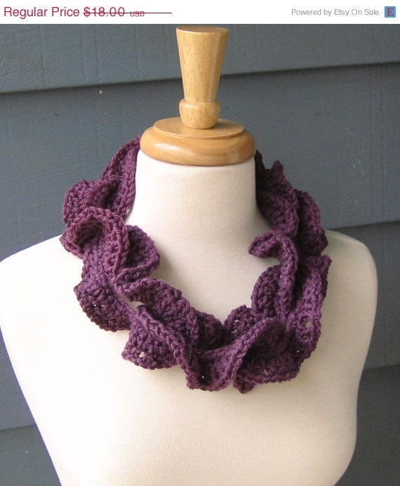 SALE - CHRISTIE - Ruffle Cowl, Neckwarmer, Scarf, Spring/Summer/Fall Fashion, Gift for Her - Mulberry (Ready to Ship)