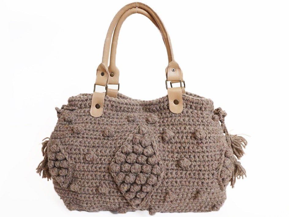 Brown Shoulder Bag with Double Handles and a Long Strap