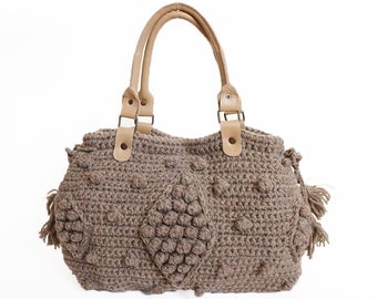 Brown Shoulder Bag with Double Handles and a Long Strap