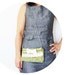 Green Clutch with satin bow and ruffles with removable light-wheight chain