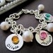 Simply Beautiful Mother Mom Bracelet Sterling Silver With Children Names and Birthstone, Custom Hand Stamped, Personalized