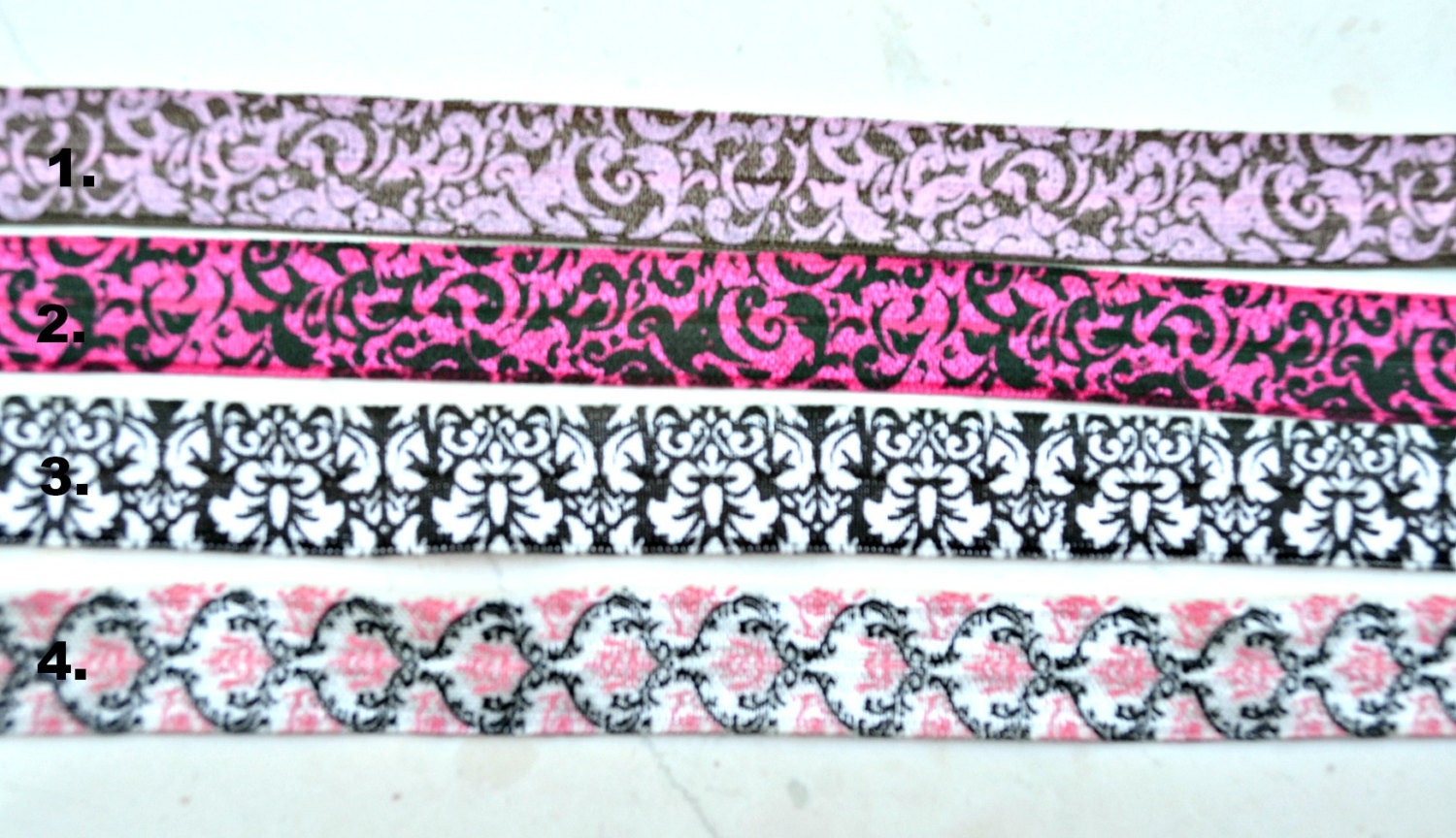 Ornate 5/8" Fold over elastic - Printed 4 styles