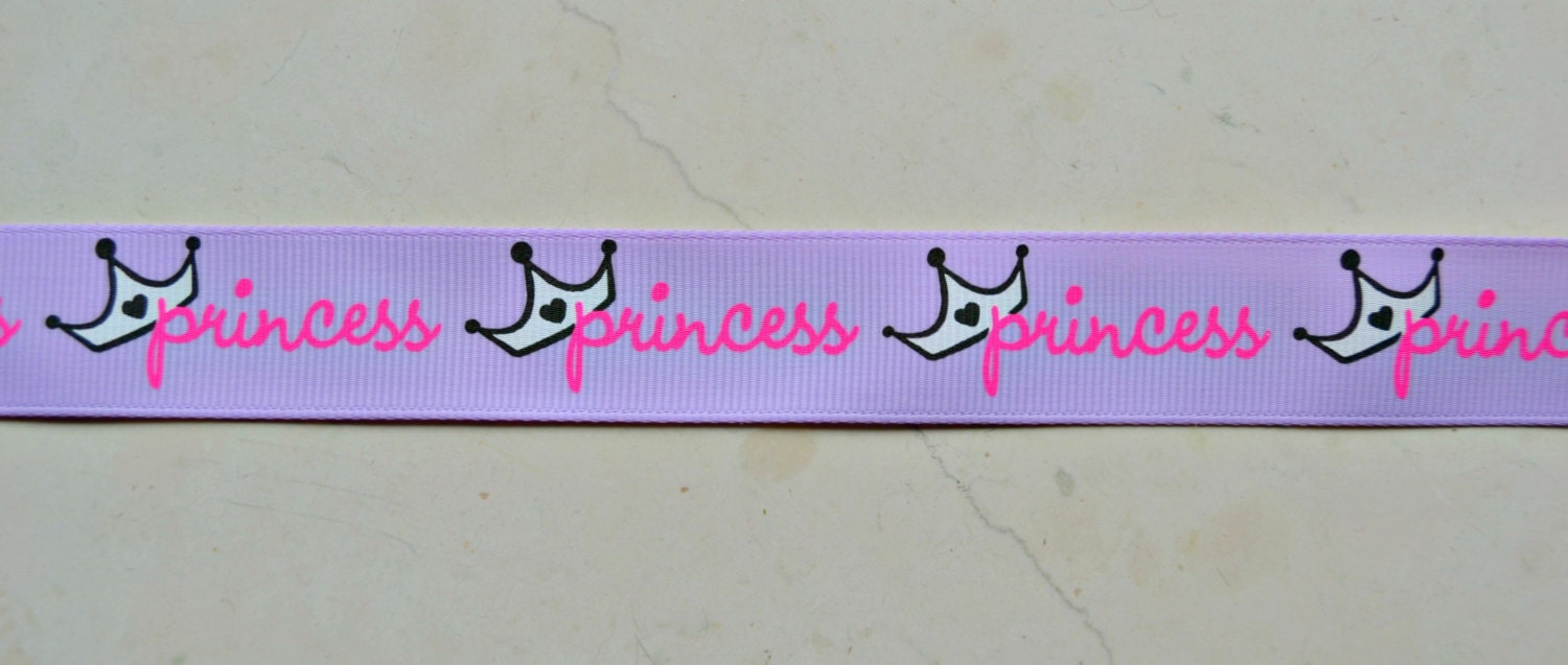Princess and crowns on purple 7/8" grosgrain ribbon Il_570xn
