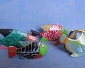 Vintage Wood Hand Carved Fish from Mexico - Mexican Folk Art - 5 Painted Fish