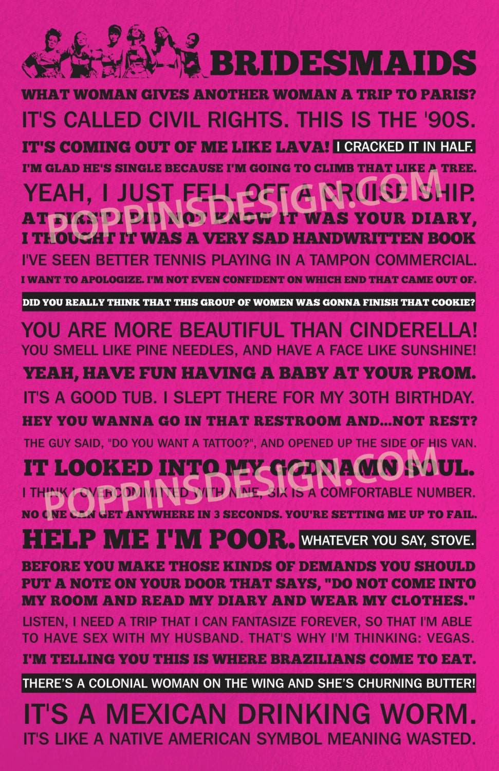 11x17 BRIDESMAIDS Quote Poster