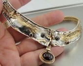 Hadar Unique Fine Handmade Art Gold Silver Garnet Necklace (B 57)