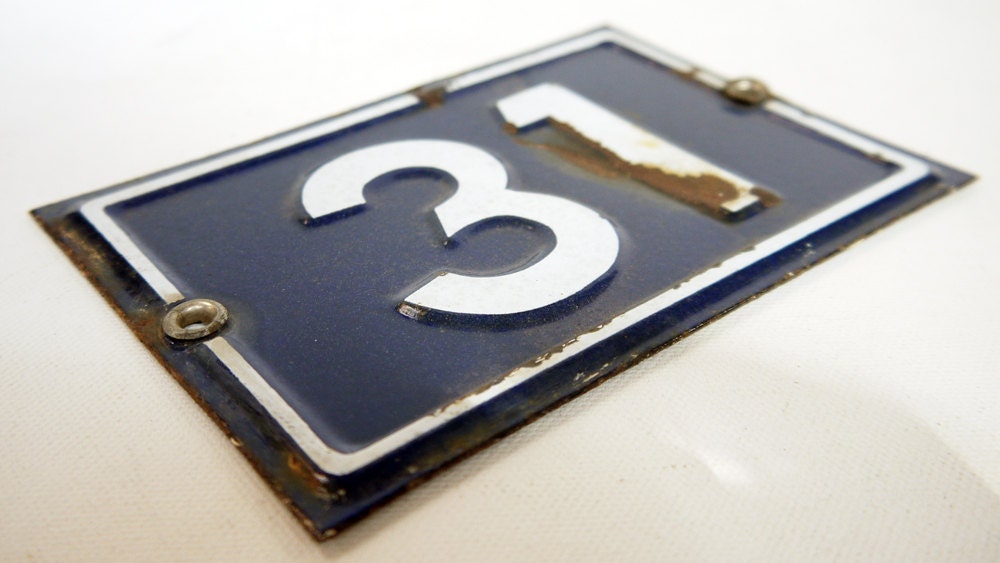 French Enamel Door Number
