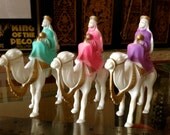 Vintage 3 Wise Men Hard Plastic Toy Figures on Horseback