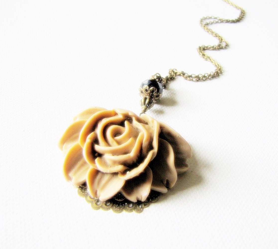 Flower Necklace Cabbage Rose Necklace Victorian Necklace Romantic Jewelry Shabby Chic  Jewelry Weddings Bridesmaids