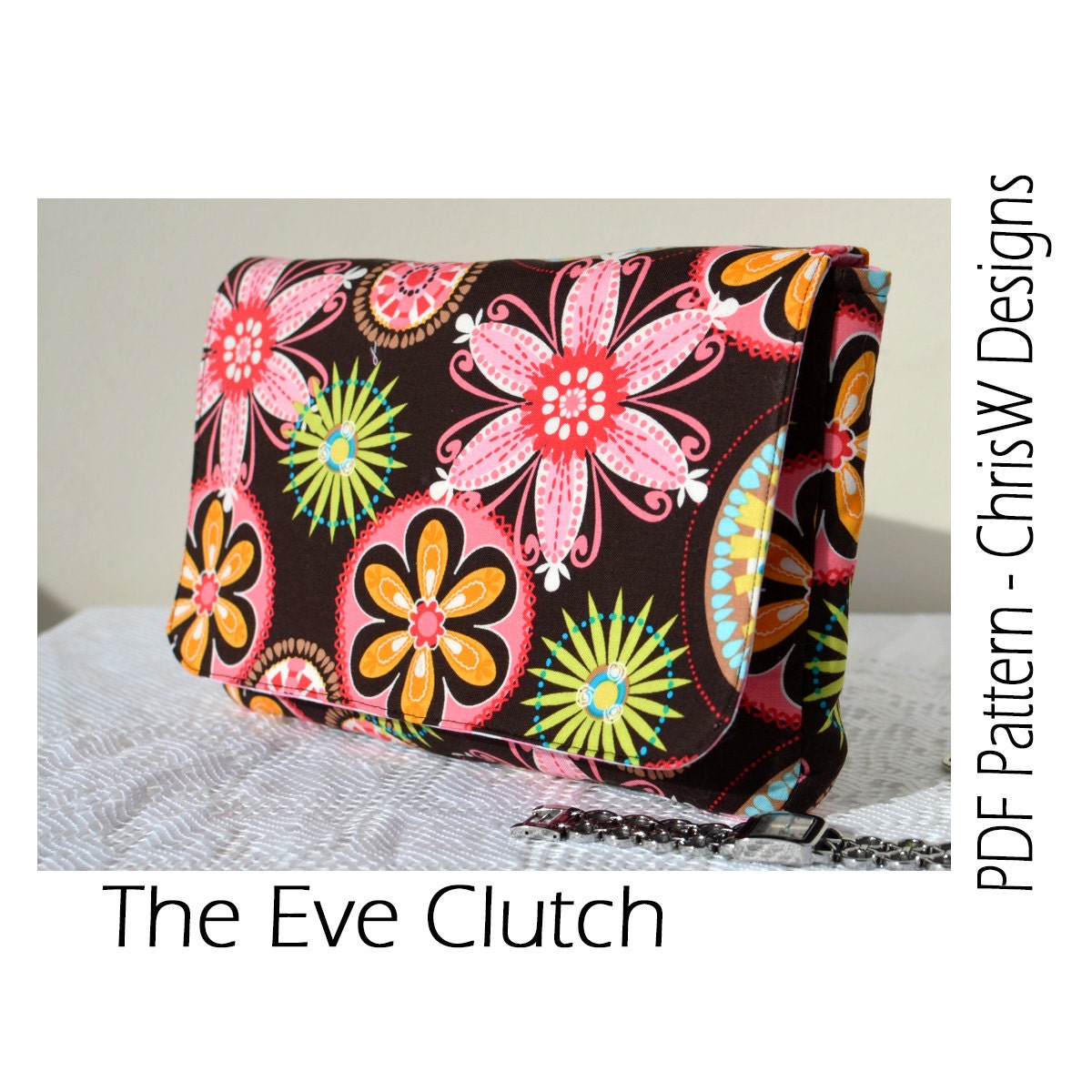 Clutch pattern INSTANT DOWNLOAD PDF sewing pattern tutorial with lots of Pockets - Eve by ChrisW Designs