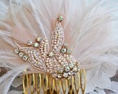 Bridal Hair Accessories, Blush Hair Piece, Bridal Fascinator, Rhinestone Wedding Headpiece, Blush Pink Hair Accessory