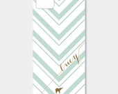 iPhone 5 or 4/4S Case - Chevron Inspired Point in Pool and Gold, Customized with your Name