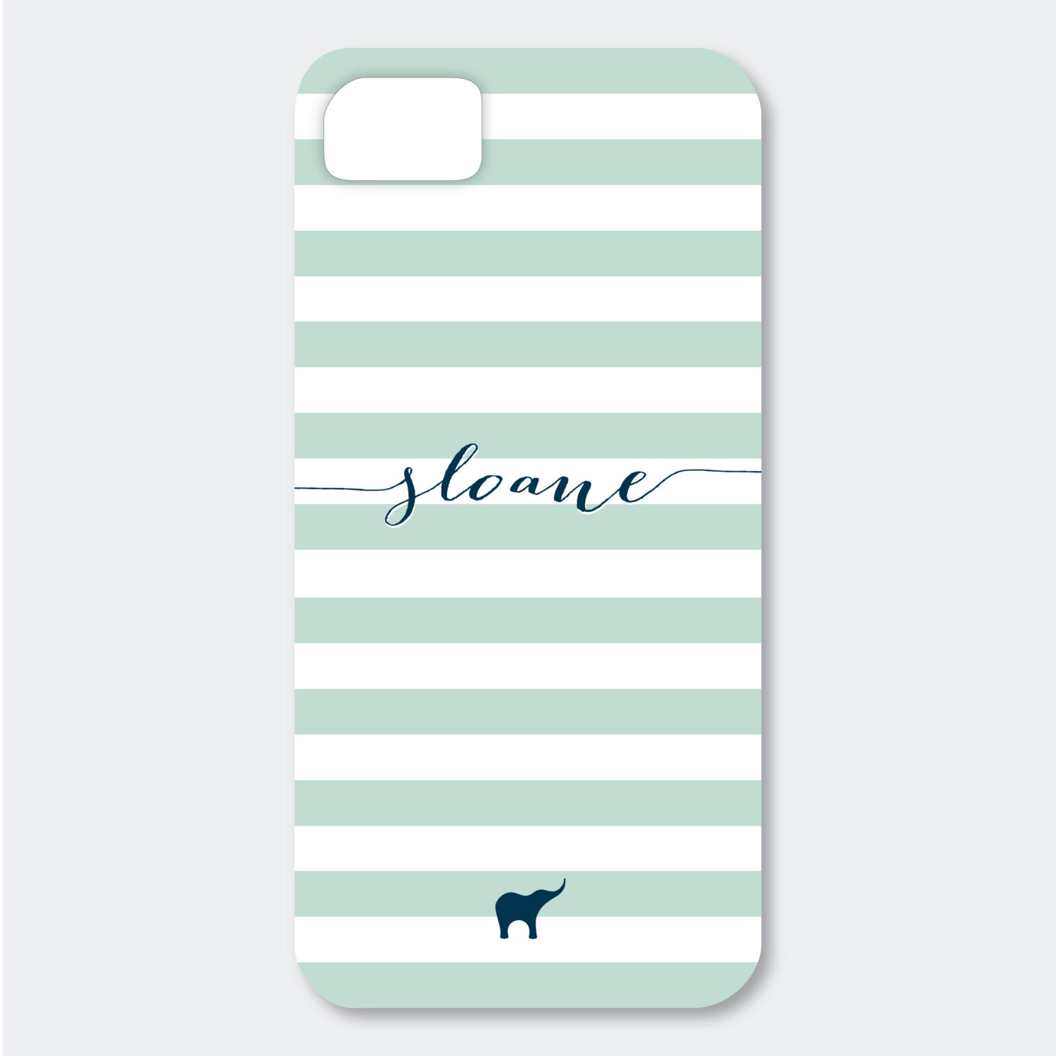 iPhone 5 or 4/4S Case - Bold Stripes in Pool and Navy, Customized with your Name