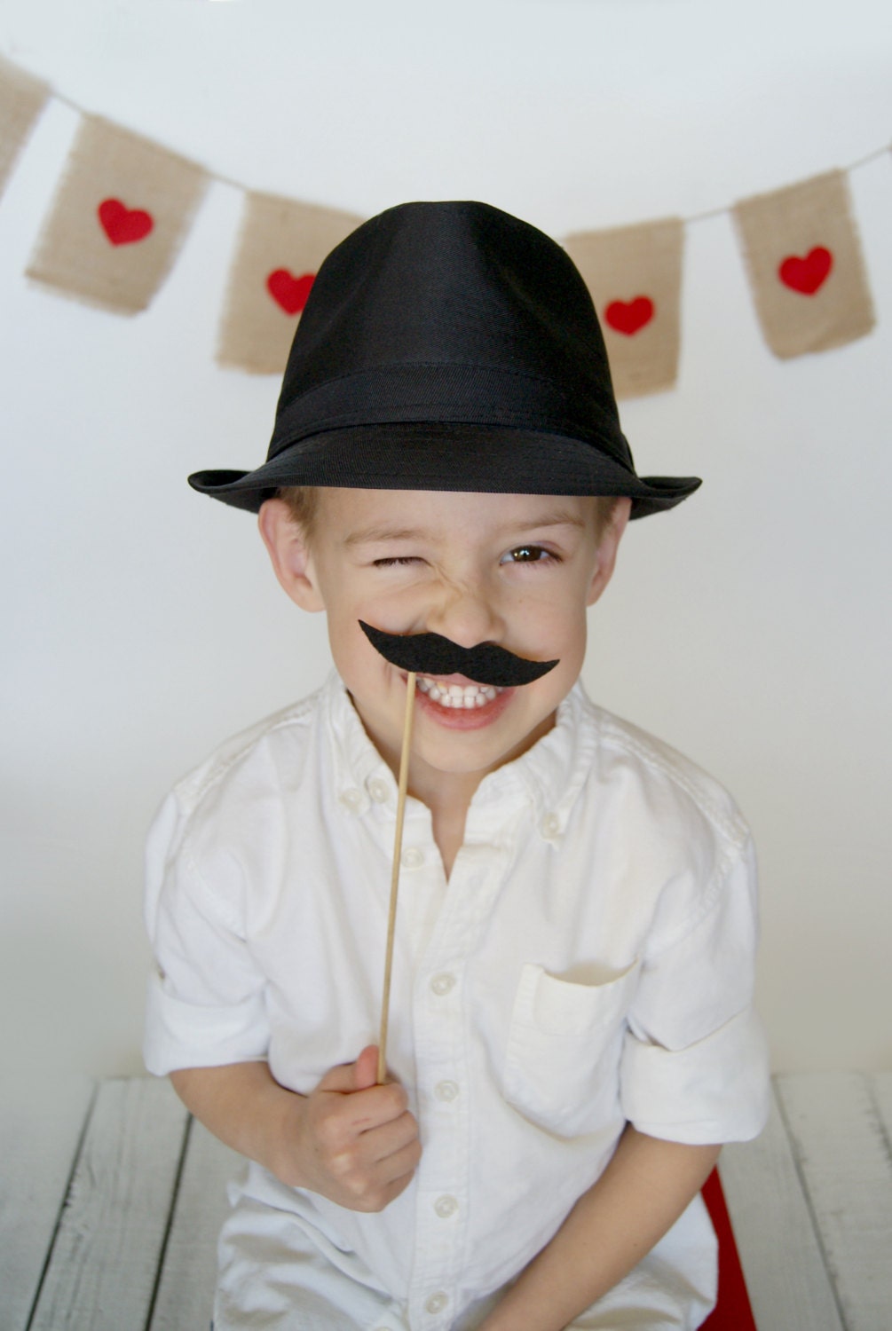 1 black mustache photo prop on a stick professional photography prop or party favor