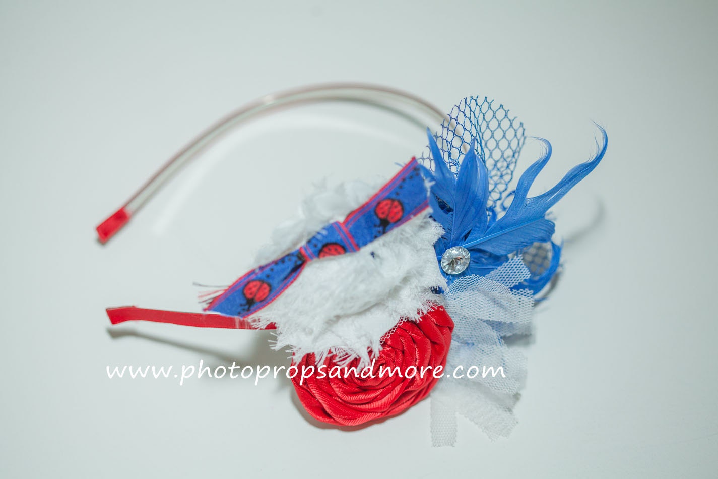 ready to ship - july 4th red whtie and blue headband - flower headband, girls headband, floral headband