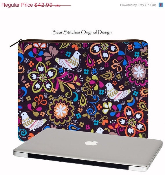 ON SALE MacBook Pro 13"  Sleeve MacBook, Women's Travel Laptop Case Sleeve Case, 13" Apple MacBook Pro Case  with Padding and THREE Pock