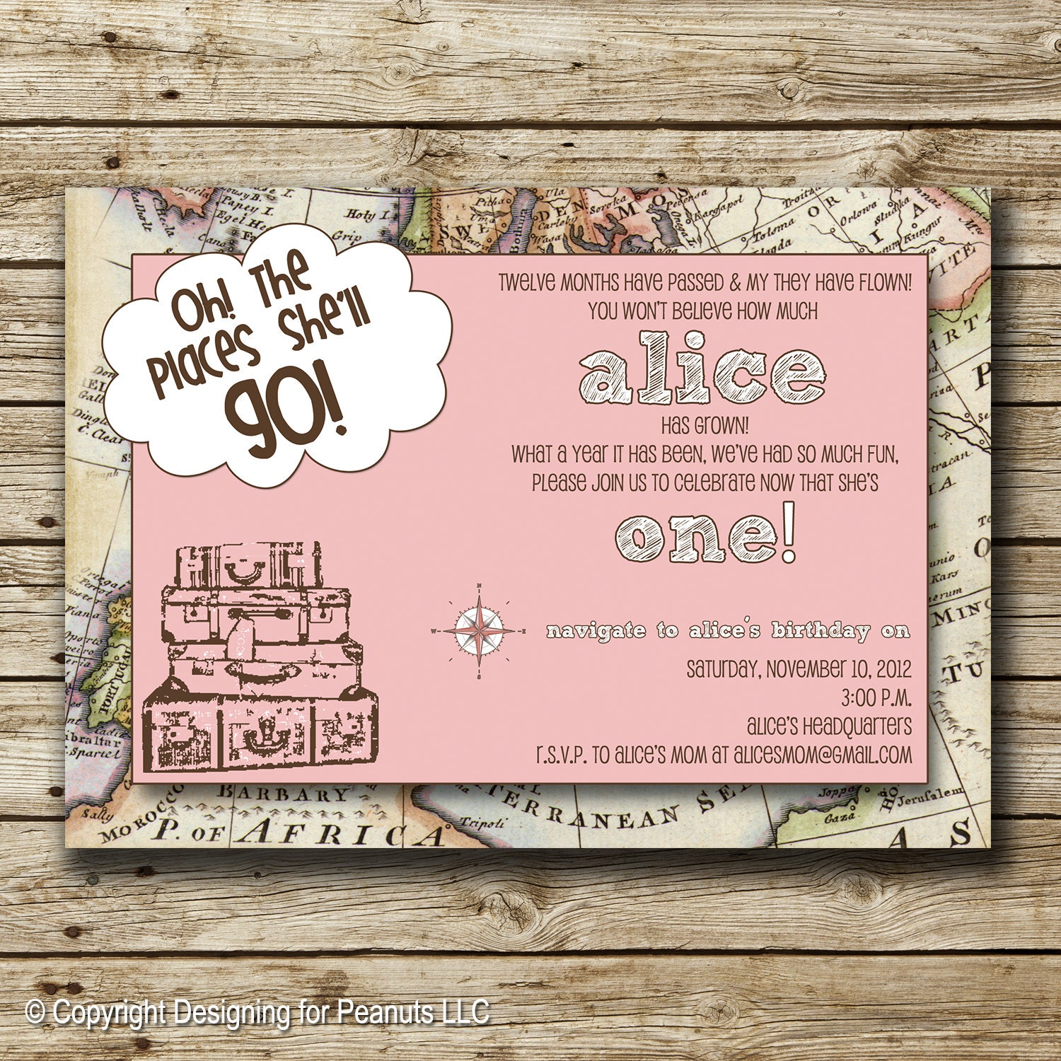 Oh, the Places You'll Go Printable Invitation, birthday, baby shower, announcement, Around the World, Vintage, Traveler, Map, Globe