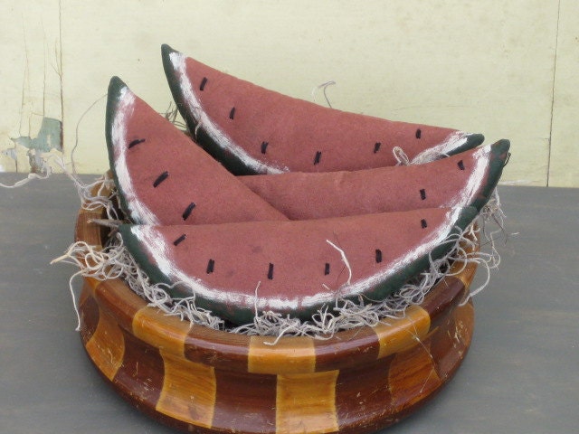 Primitive Grungy Watermelon Bowl Fillers - Set of 4 - Home Decor