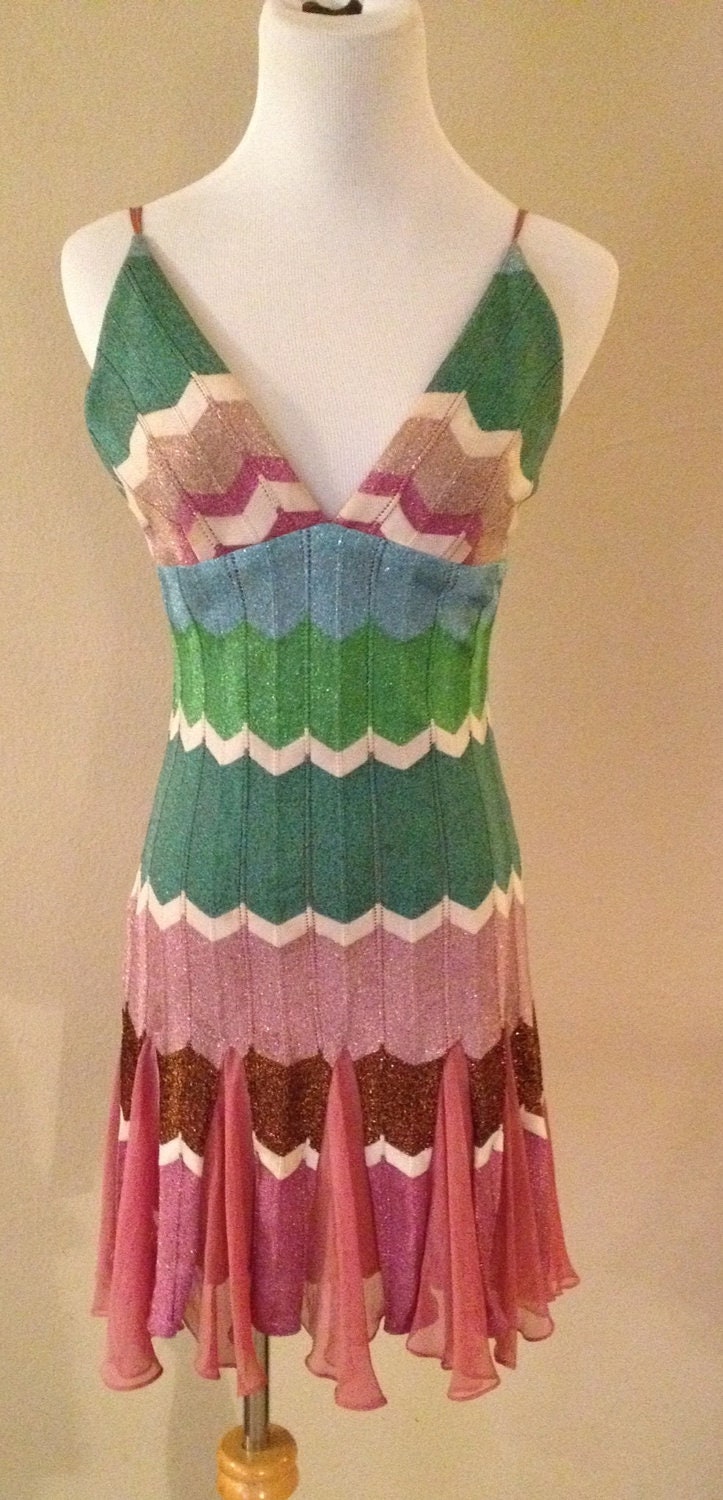 SALE Beautiful Multi-Colored Knitted Sexy Fitted Flare Dress